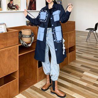 Contrast Pocket Plaid Coat