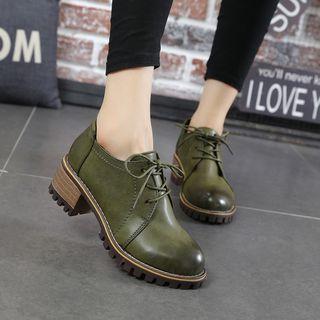 Chunky Heel Stitched Oxfords