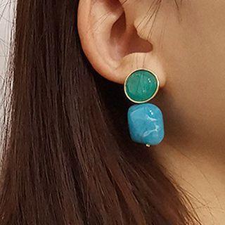 Geometric Drop Earring 1 Pair - Gold & Blue - One Size