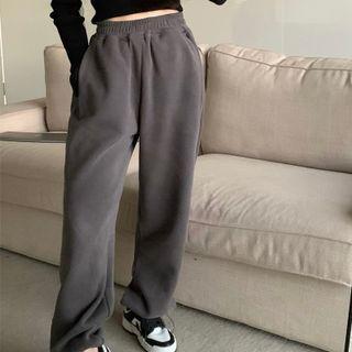 High Waist Plain Sweatpants / Knit Crop Top