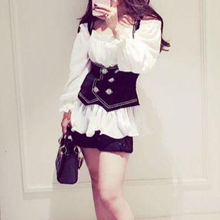 Mock Two-piece Long-sleeve Chiffon Blouse