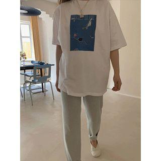 Loose-fit Printed T-shirt Ivory - One Size