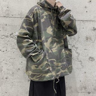 Drawstring-cuff Camo Hoodie
