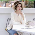Lace-up Sweater Milky White - One Size