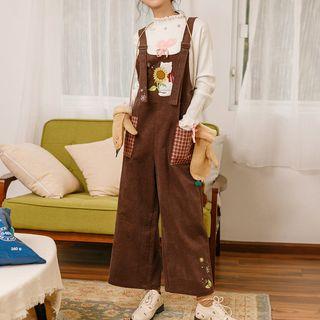 Cat & Sunflower Patch Corduroy Jumper Pants