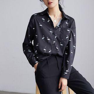 Flamingo Print Blouse