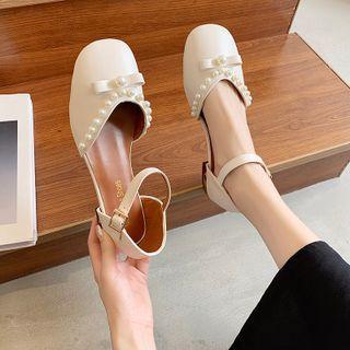 Faux Pearl Ankle-strap Shoes