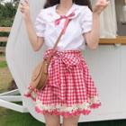 Plaid Mini Skirt Skirt - Red - One Size