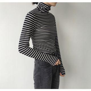Long Sleeve Turtleneck Striped Top