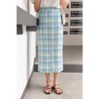 Plaid Linen H-line Maxi Skirt