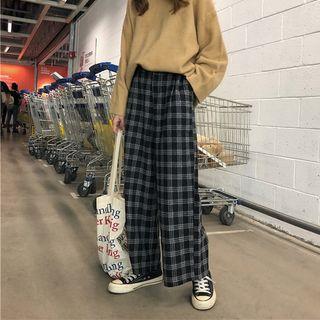 Plaid Wide Pants As Shown In Figure - One Size