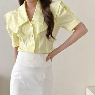 Puff-sleeve Capelet Blouse