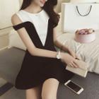 Cold-shoulder Color Panel A-line Dress