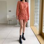 Drawstring-front Textured Dress