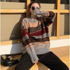Loose-fit Printed Sweater As Figure - One Size
