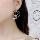 Glass Bead Alloy Hoop Dangle Earring 1 Pair - As Shown In Figure - One Size