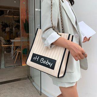 Striped Faux Leather Tote Bag
