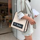 Striped Faux Leather Tote Bag