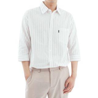 Plus Size Linen Blend Striped Shirt