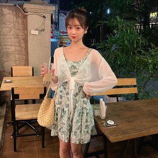 Printed Camisole / Mini A-line Skirt / Light Jacket / Set