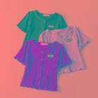 Short-sleeve Embroidered Button-up T-shirt