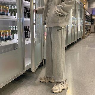 Plain Wide-leg Drawstring Pants