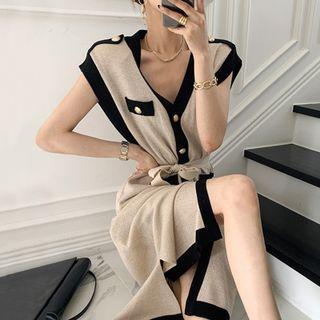 Sleeveless Button-up Knit Dress