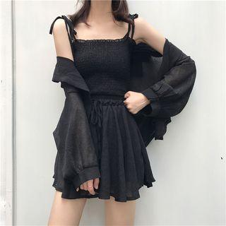 Plain See-through Shirt / Plain Chiffon Camisole Top / Plain Loose-fit Shorts