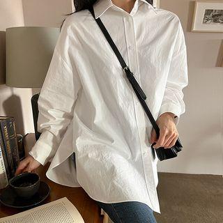 Plus Size Plain Loose-fit Shirt