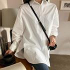 Plus Size Plain Loose-fit Shirt
