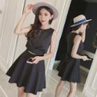 Set: Tie-back Sleeveless Top + A-line Skirt
