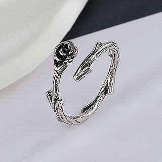 Rose Alloy Open Ring Silver - One Size