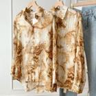 Marble Print Shirt Coffee - One Size