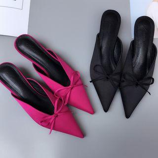 Ribbon Pointy-toe Low-heel Mules