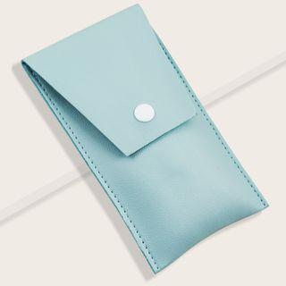 Faux Leather Makeup Brush Bag Light Blue - One Size