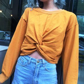 Plain Cropped Long-sleeve Sweatshirt