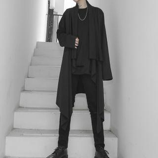 Plain Asymmetrical Jacket Black - One Size