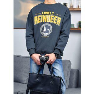 Reindeer Brushed-fleece Lined Printed Sweatshirt