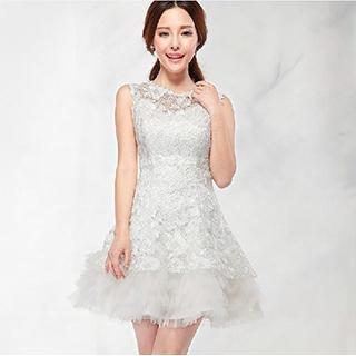 Sleeveless Crochet A-line Cocktail Dress