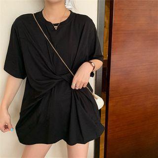 Short Sleeve Plain Knotted T-shirt