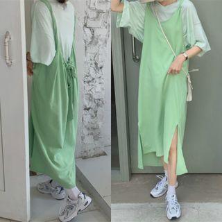 Short-sleeve Plain Loose-fit T-shirt / Plain Sleeveless Dress