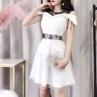 Lace Panel A-line Dress White - One Size