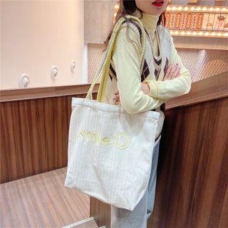 Smiley Face Embroidered Tote Bag
