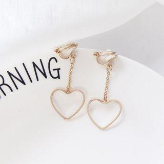 Heart Dangle Clip-on Earring 1 Pair - As Shown In Figure - One Size