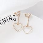 Heart Dangle Clip-on Earring 1 Pair - As Shown In Figure - One Size