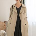 Double-breasted Trench Coat With Belt Beige - One Size