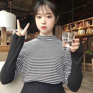 Mock Two Piece Striped Long Sleeve T-shirt