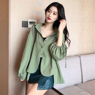 Asymmetric Puff-sleeve Long-sleeve Top