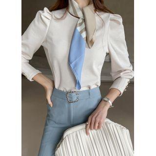 Puff-sleeve Button-cuff Blouse