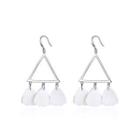 Sterling Silver Simple Fashion Geometric Triangle Shell Earrings Silver - One Size